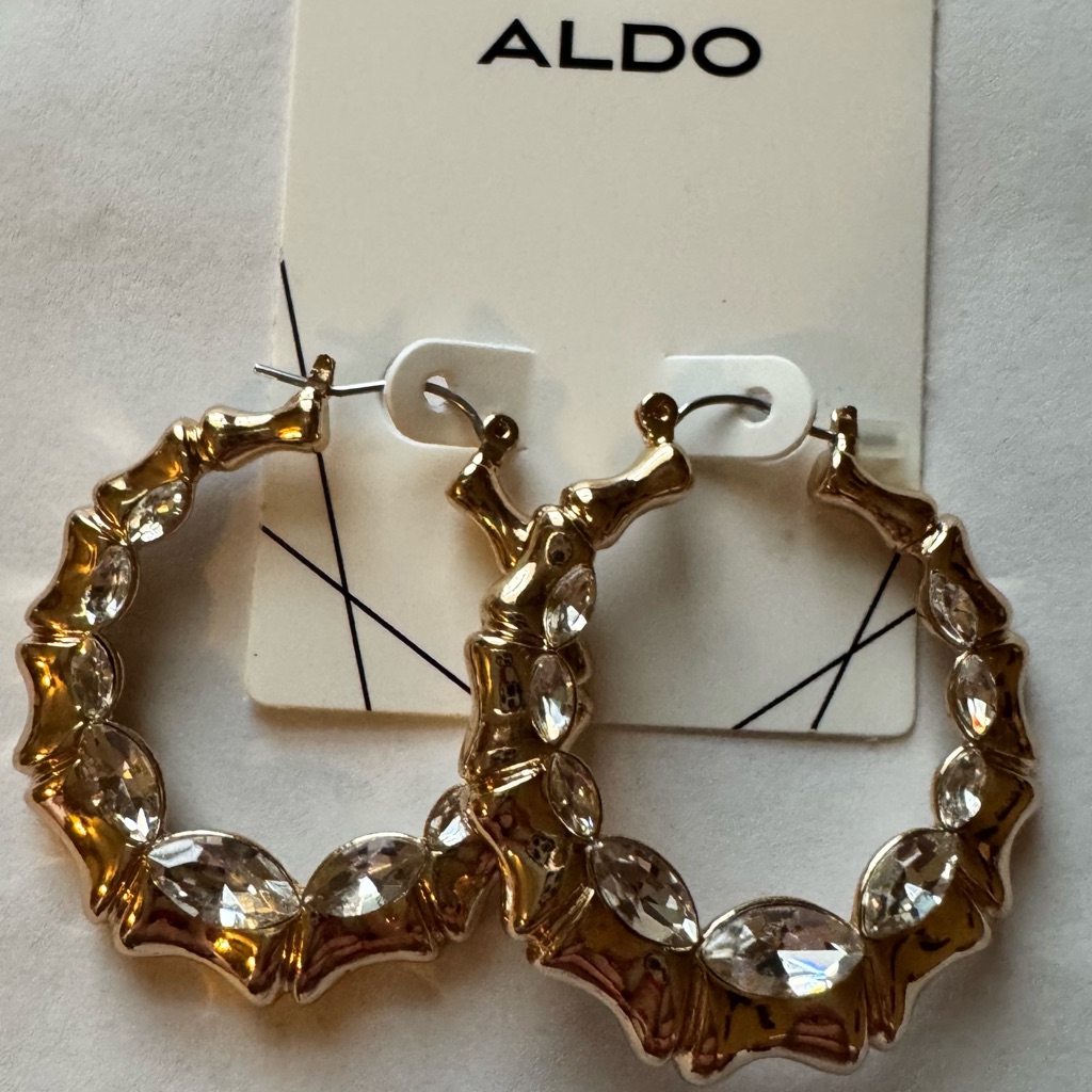 Aldo- Nydaen Gold Tone Bamboo Hoop Earring